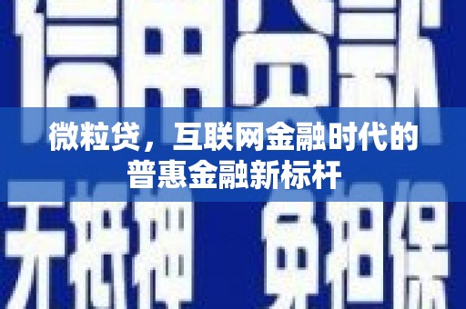 利通微粒贷，互联网金融时代的普惠金融新标杆