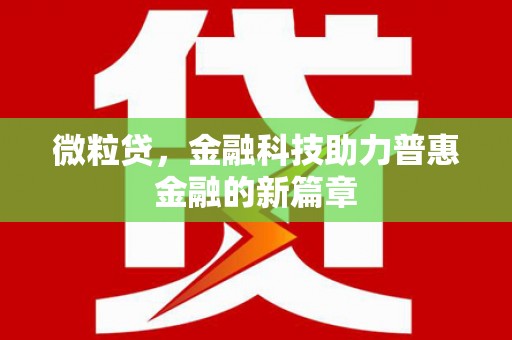利通微粒贷，金融科技助力普惠金融的新篇章