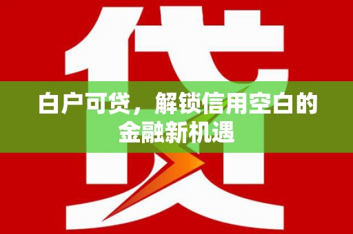 利通白户可贷，解锁信用空白的金融新机遇