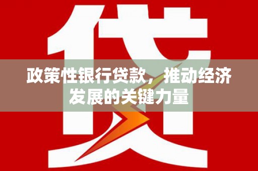 利通政策性银行贷款，推动经济发展的关键力量