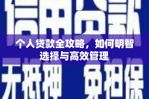 利通个人贷款全攻略，如何明智选择与高效管理