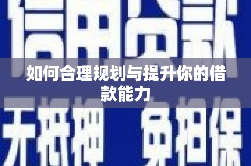 利通如何合理规划与提升你的借款能力